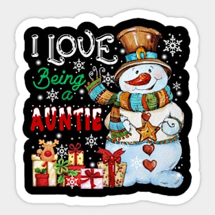 I Love Being A Auntie Snowman Christmas Sticker